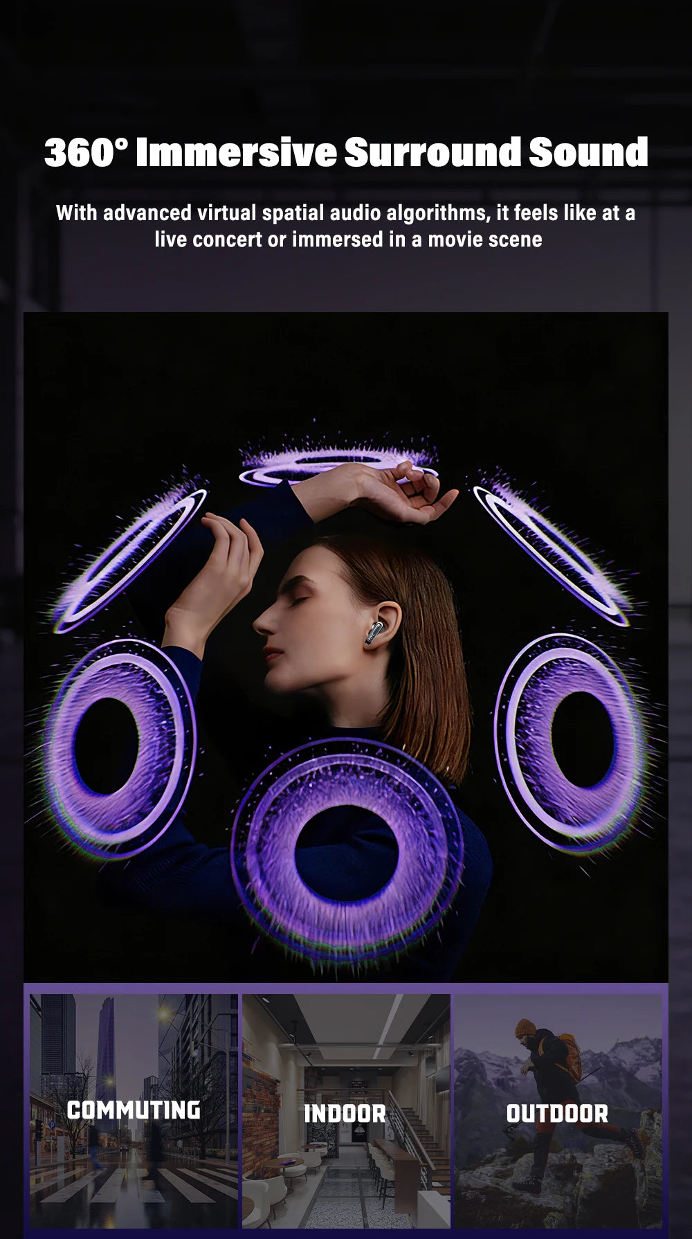 HTC NE70 Bluetooth V6.0 Headphones Smart Touchscreen Wireless Earphones AI Translator Earbuds Gaming Earbuds HD Bass