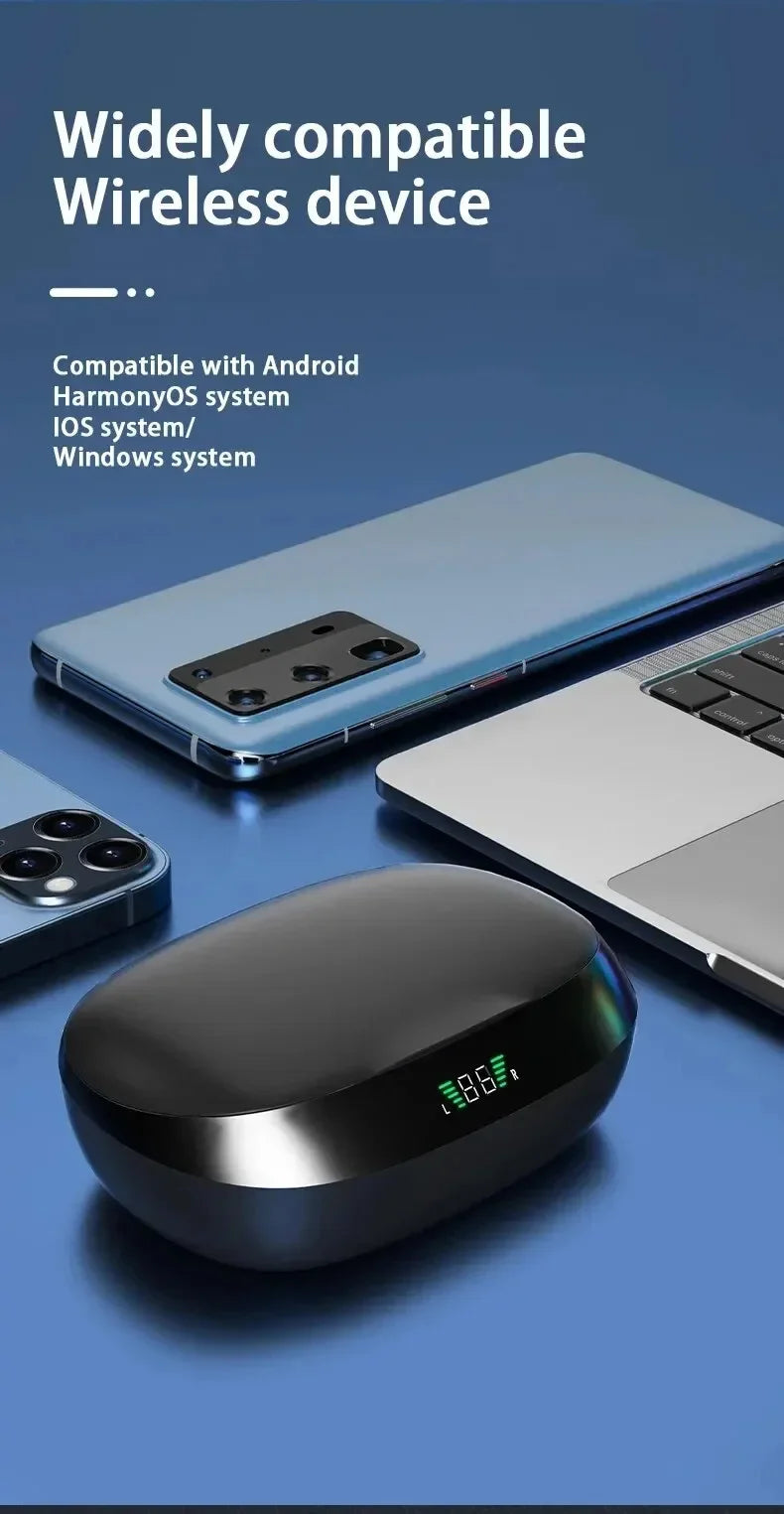 TWS Wireless Earbuds with Ear Hook – Sports HiFi Stereo Waterproof Headphones with Mic