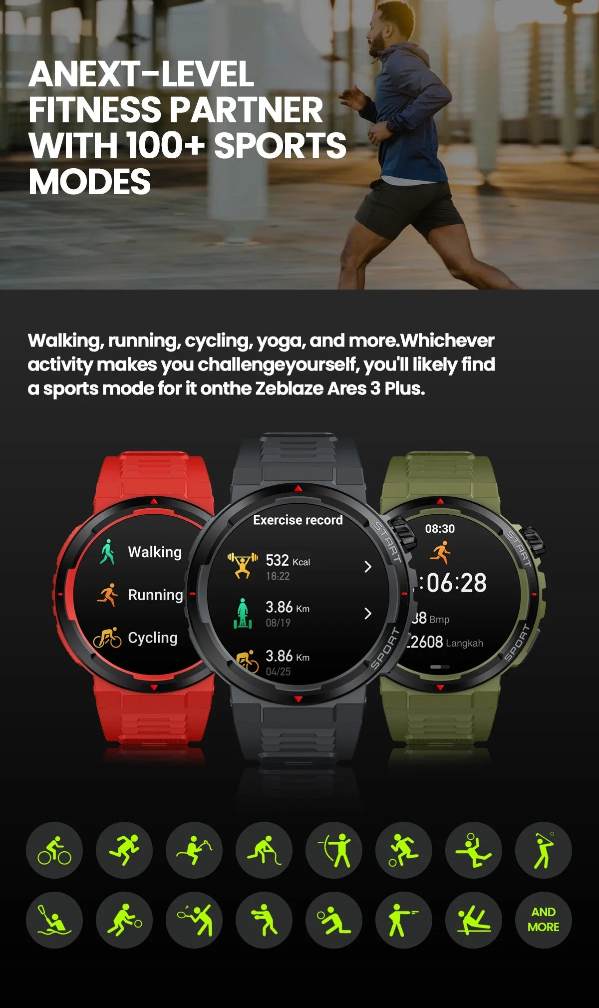 New Zeblaze Ares 3 Plus 1.43'' HD AMOLED Display Voice Calling Smartwatch New 3D Interactive Health&Fitness Tracking Smart Watch