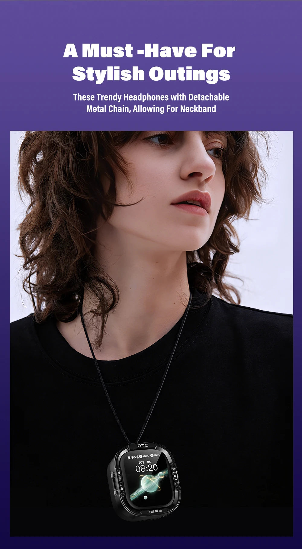 HTC NE70 Bluetooth V6.0 Headphones Smart Touchscreen Wireless Earphones AI Translator Earbuds Gaming Earbuds HD Bass