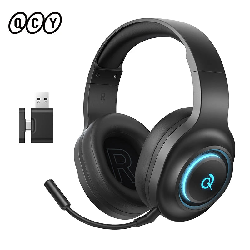 QCY Heroad V200 Over Ear Headphones 50mm Driver 7.1 Surround Sound Headset Wireless Bluetooth 6.0 Earphones for PC Laptop PS4/5