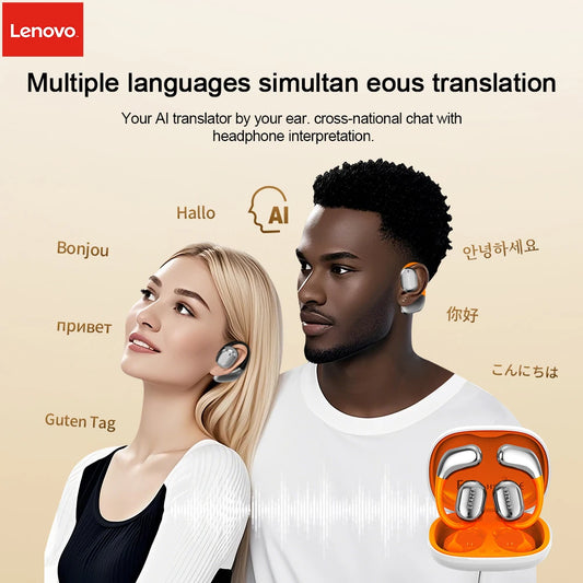 Lenovo QT02 AI Translation Wireless Earbuds with Touchscreen Charging Case