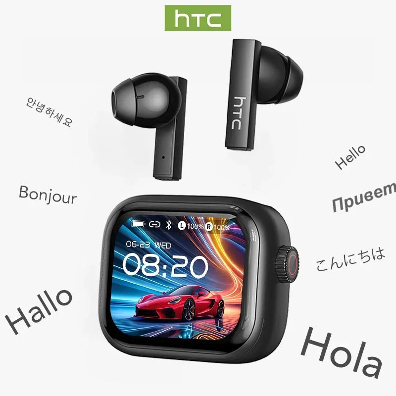 HTC NE40 TWS Bluetooth 6.0 Earbuds with AI Translator & Noise Reduction Mic