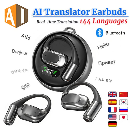 AI Real Time Translation Earbuds Portable Smart Touch Headphones Wireless Bluetooth Noise Headphones Translation 144 languages
