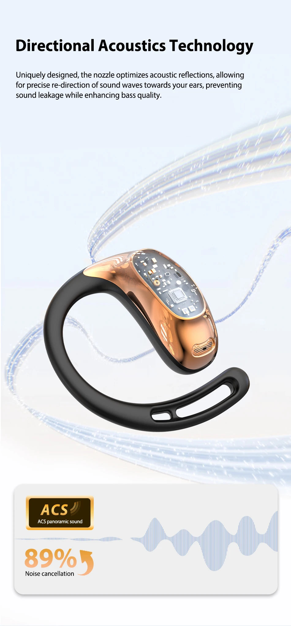 HTC NE35 Bluetooth V6.0 AI Translation Earphones OWS Sport Headphone Noise Reduction Calls Wireless Headphone Longlife HD Bass