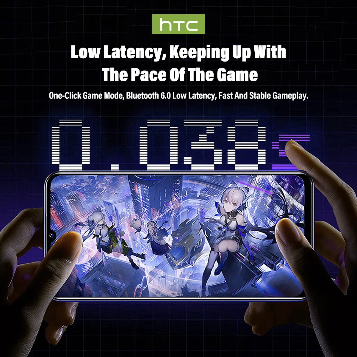 HTC NE70 Bluetooth V6.0 Headphones Smart Touchscreen Wireless Earphones AI Translator Earbuds Gaming Earbuds HD Bass