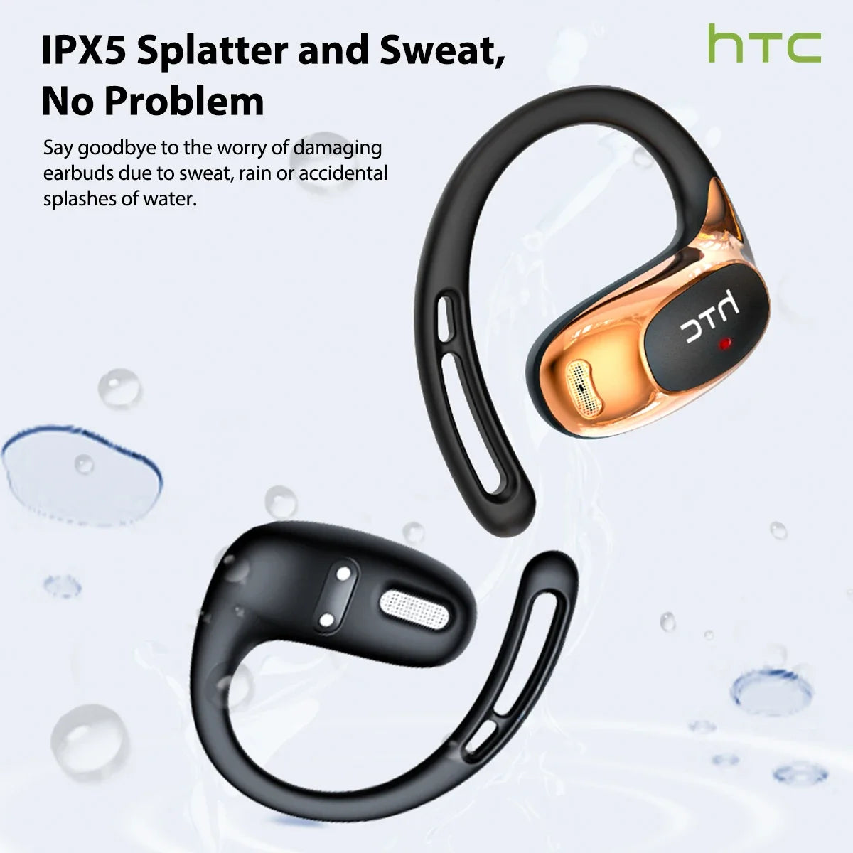 HTC NE35 Bluetooth V6.0 AI Translation Earphones OWS Sport Headphone Noise Reduction Calls Wireless Headphone Longlife HD Bass