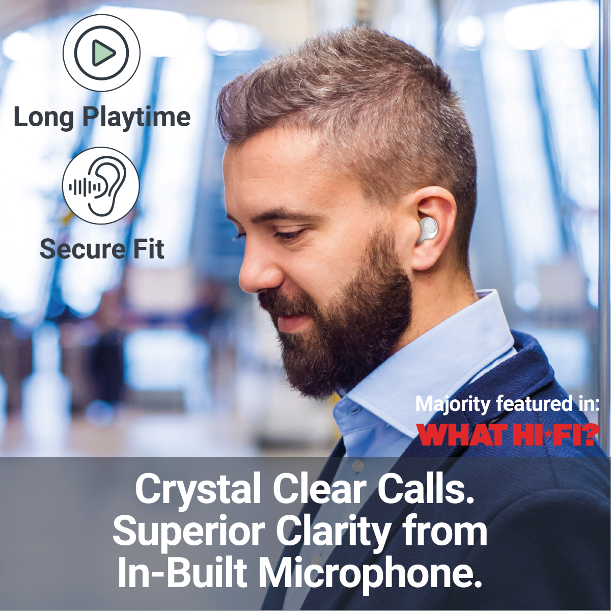 MAJORITY TRU BIO EARBUDS CLEAR WHITE